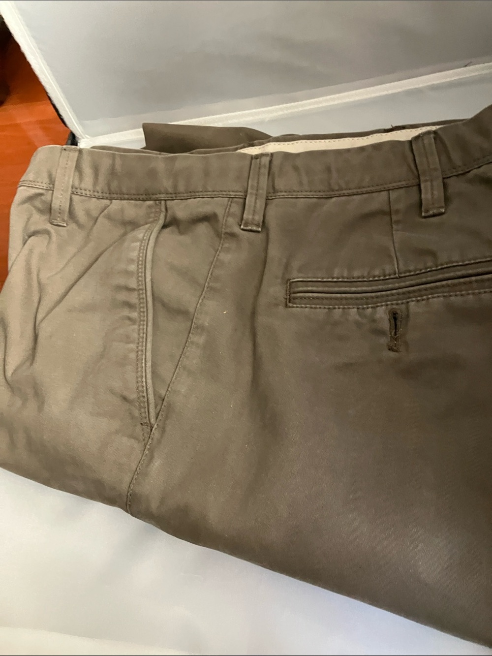 Haggar Men's Chinos in Olive/Tan